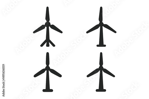 Wind turbines displayed in an organized grid illustrating renewable energy technology and sustainability measures in modern landscapes