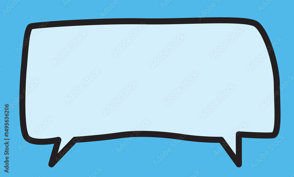 Fototapeta premium dialog speech bubble with thick black curved outlines, scribbles, hand drawn on a bright blue background