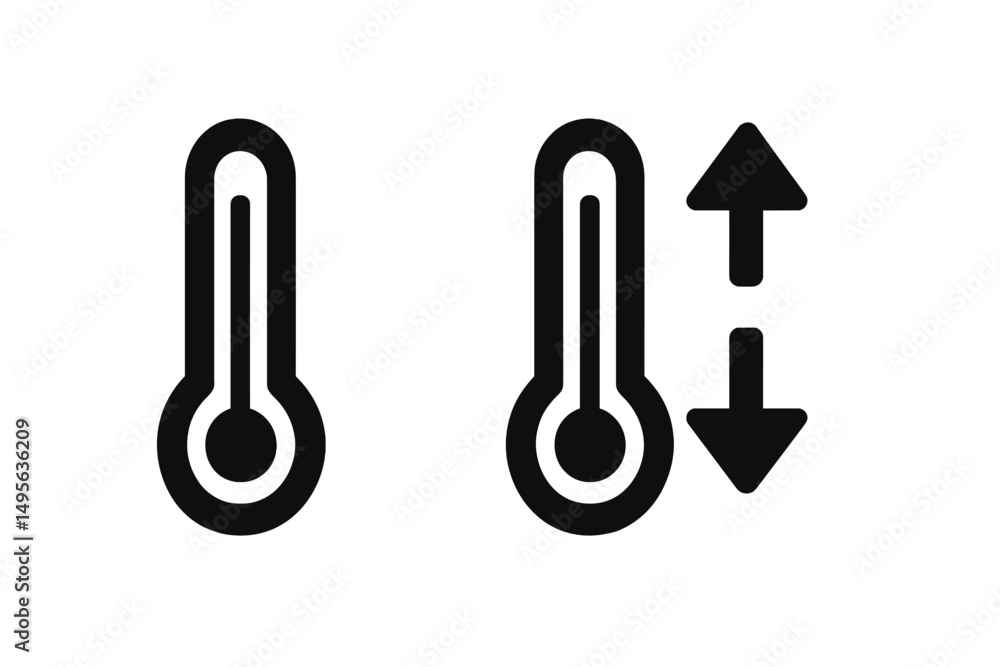 Symbols illustrating temperature measurement and fluctuation variations used in weather forecasting or scientific analysis Symbols illustrating temperature measurement and fluctuation variations used in weather forecasting or scientific analysis