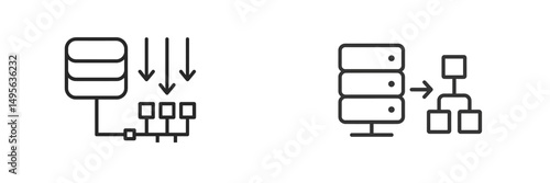 Data flow diagram showing data input and output processes in a server system during system design phase