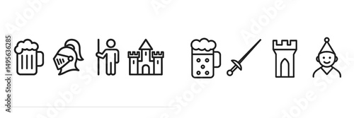 Beer, knights, and castles create a medieval festival atmosphere in a lively outdoor setting