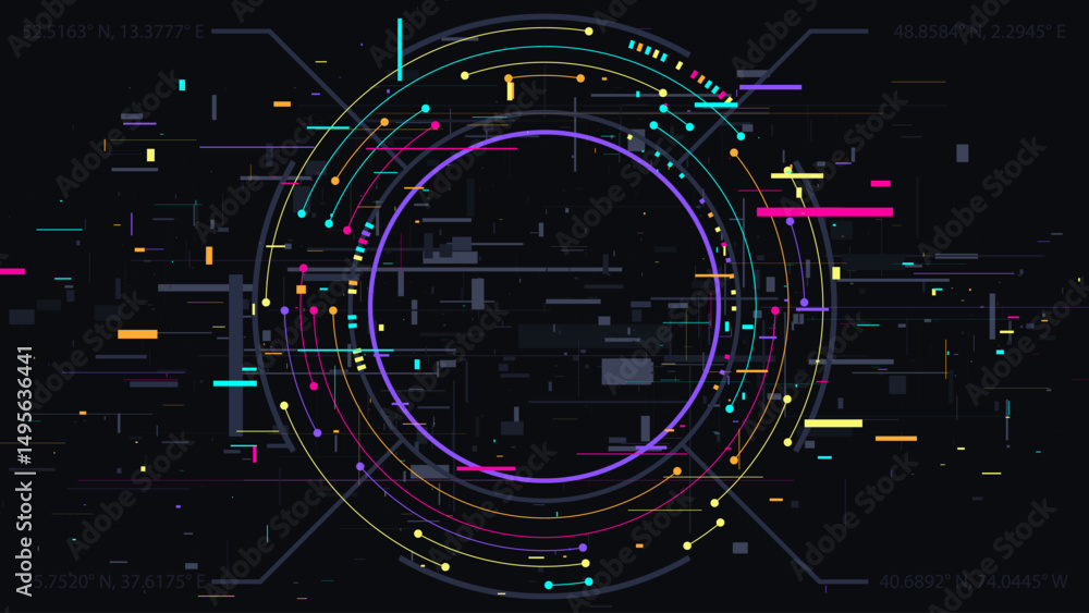 Fototapeta premium Futuristic Cyberpunk Tech Background. Neon Color Digital Technology Banner