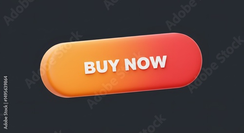 3D Render of an Orange and Red Buy Now Button