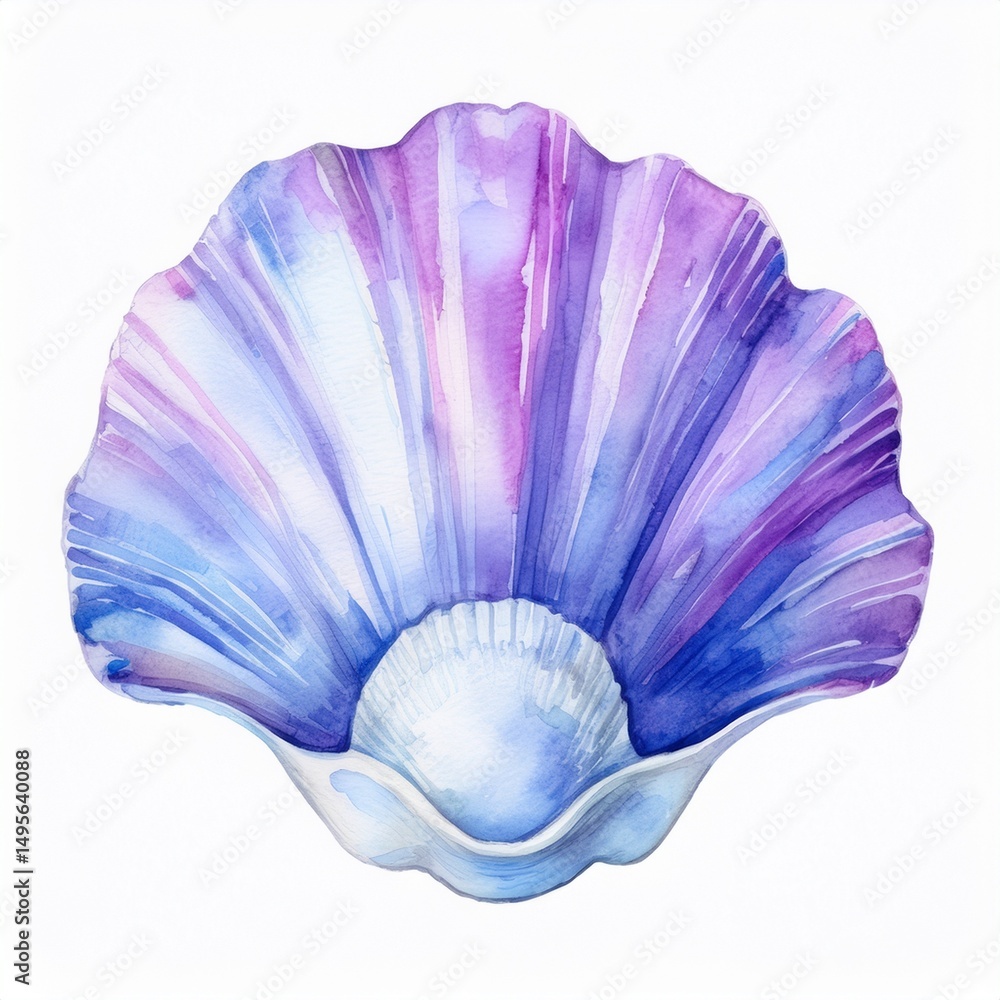 Fototapeta premium A beautifully painted watercolor shell showcasing vibrant colors and intricate details.