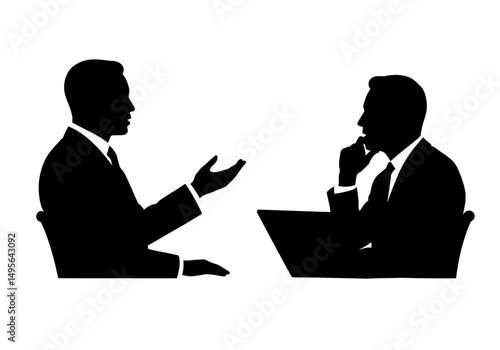 Business Mentorship Dialogue Silhouette, Professional Guidance Vector