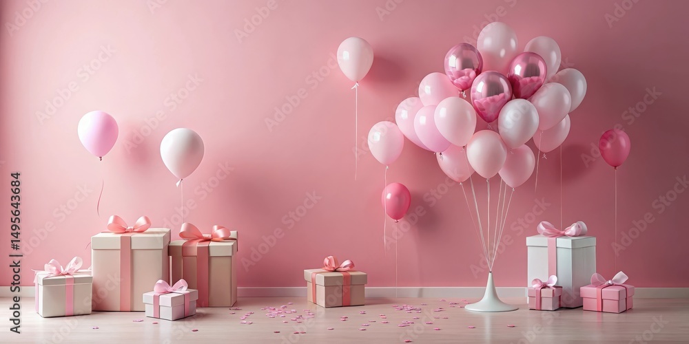 Pink Celebration A delightful arrangement of presents and balloons for a festive occasion