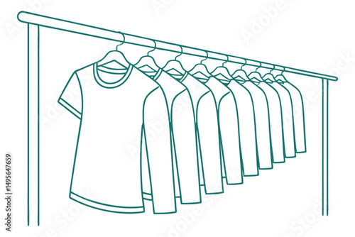 Clothing rack minimalist line illustration