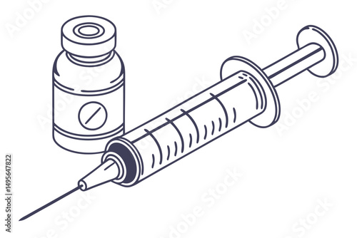 Medicine set with syringe illustration
