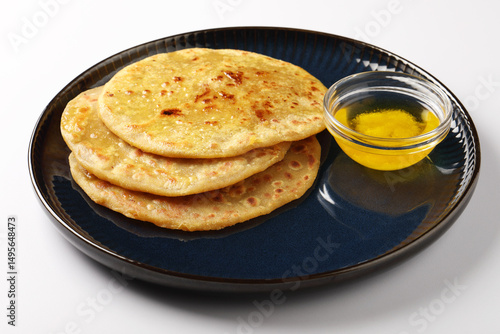 Canvas Print Puran Poli is an Indian sweet flatbread stuffed with chana dal, jaggery, ghee and cardamom and is usually eaten at Holi or Gudi Padva festival
