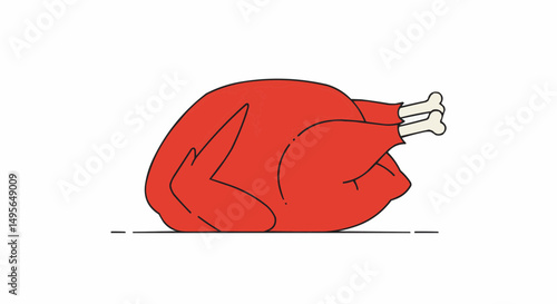 A roasted Thanksgiving turkey, ready for the holiday feast. Its plump form and golden-brown skin hint at a delicious meal. The illustration style is modern and appealing.