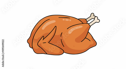 A delicious roasted turkey, ready to be served. The image showcases the crispy skin and succulent meat of the turkey.