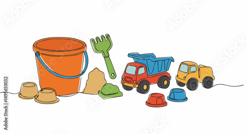 Child's play: a selection of sand toys ready for a day of fun at the beach