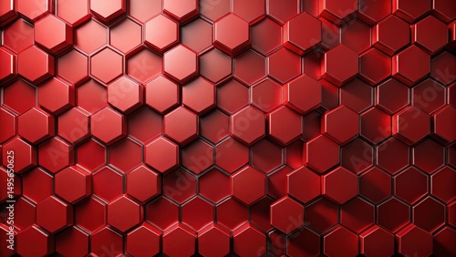 Abstract Red Hexagonal Pattern Background Texture A Detailed Study of Geometric Shapes