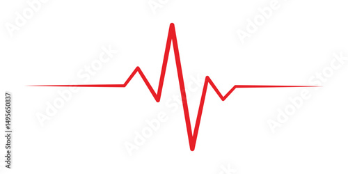 Heartbeat red line. Vector isolated illustration. Abstract wave. Pulse red vector trace. EKG cardio line red symbol. Medical and Healthy concept vector symbol