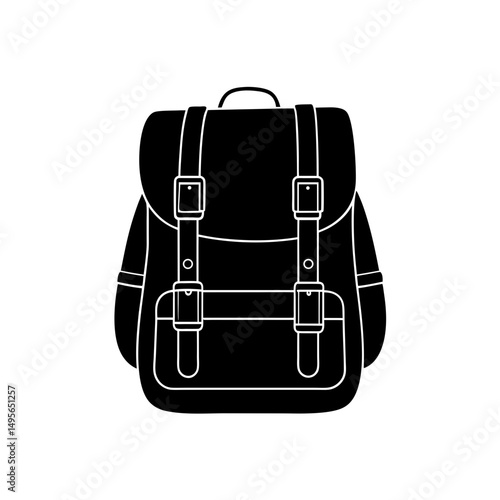 backpack with buckles   travel  hiking  or school .svg