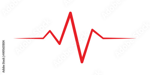 Heartbeat red line. Vector isolated illustration. Abstract wave. Pulse red vector trace.  EKG cardio line red symbol. Medical and Healthy concept vector symbol