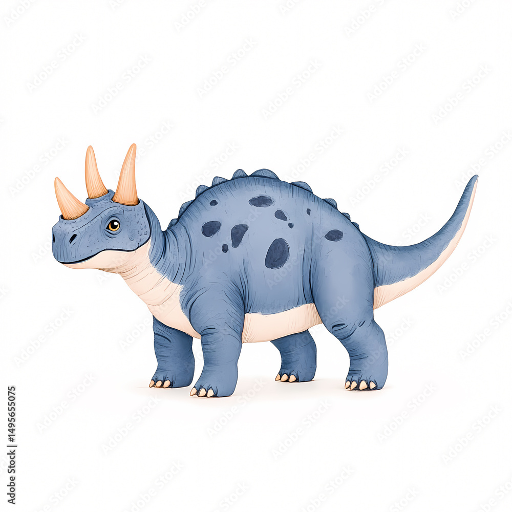 Fototapeta premium A vibrant illustration of a friendly dinosaur exploring its colorful environment.