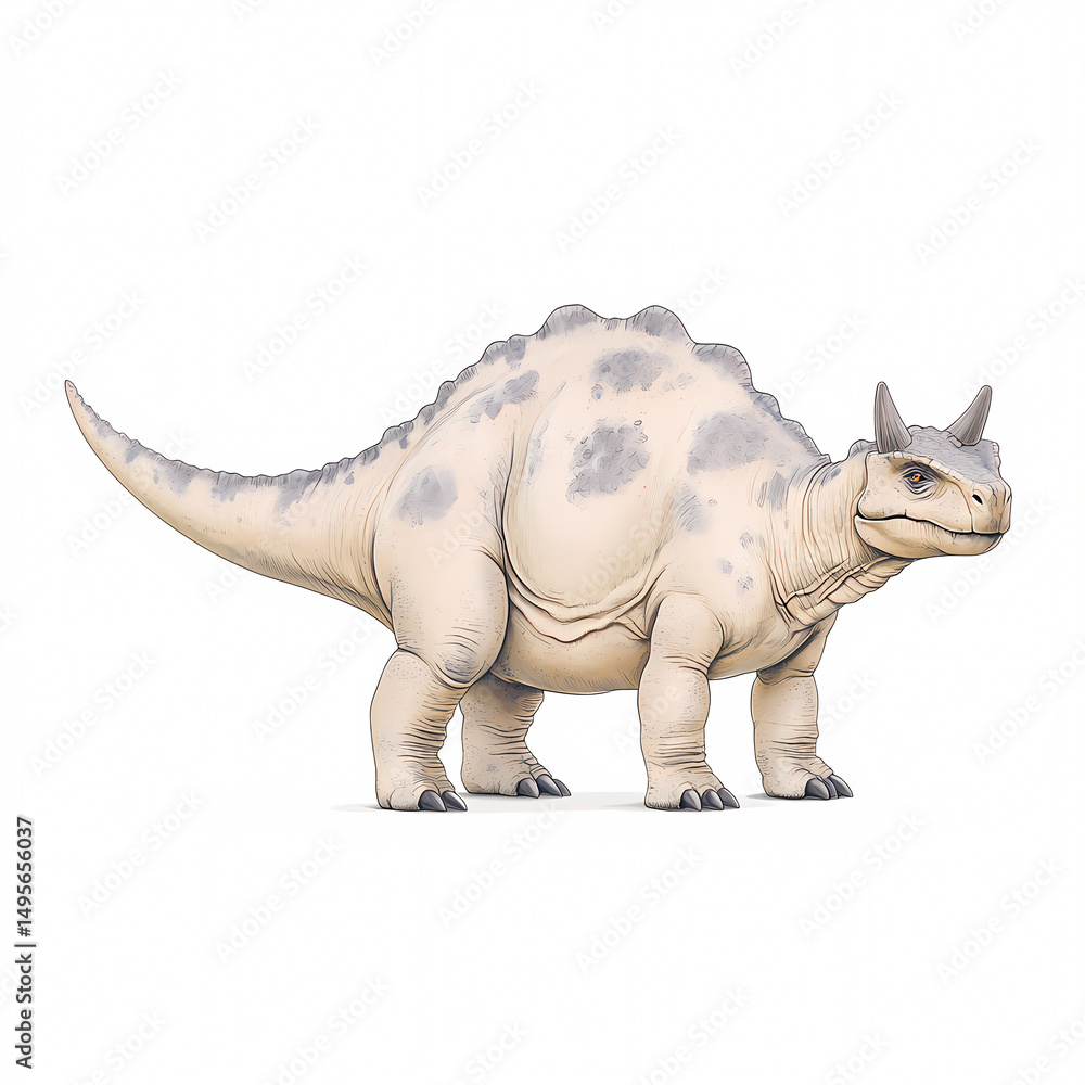 Fototapeta premium Explore a detailed animated dinosaur in a lush prehistoric forest.