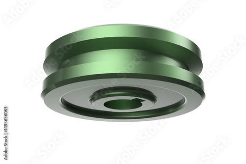 Obraz na plátně single-grooved industrial pulley or roller in a metallic green finish