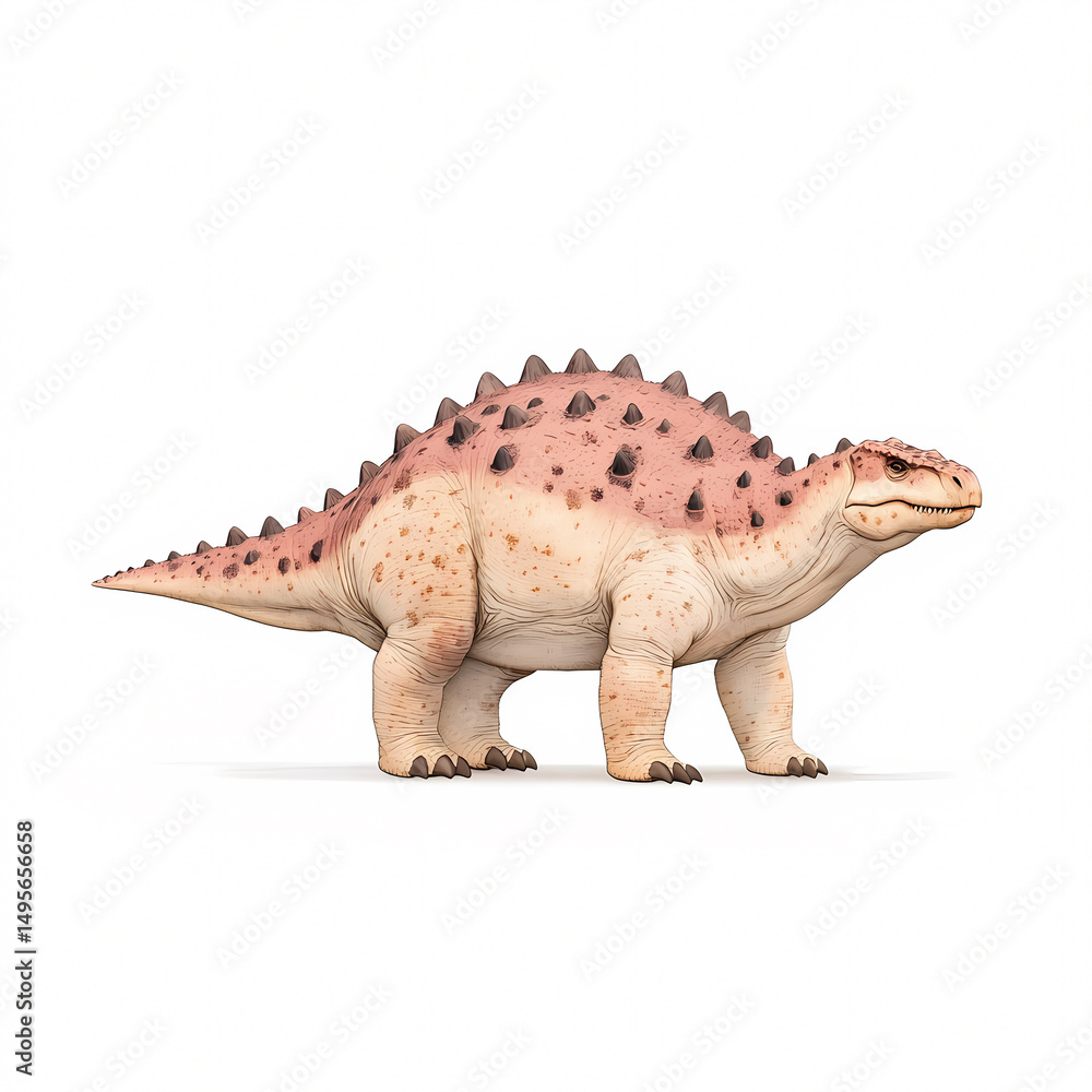 Naklejka premium Explore a detailed 3D model of a Stegosaurus at the Natural History Museum.