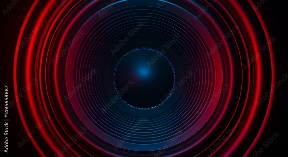 Hypnotic Spiral: Red and Blue Concentric Rings, Abstract Light Tunnel Hypnotic Spiral: Red and Blue Concentric Rings, Abstract Light Tunnel