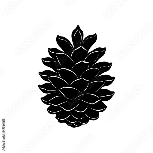 hand drawn single pine cone   forest object 