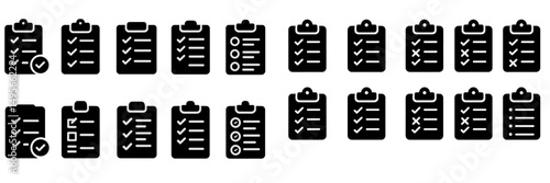 Collection of checklist icons representing various tasks and to-do lists for organization and productivity enhancement