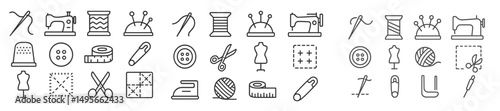 Craft supplies and sewing tools arranged on a flat surface for creative projects and DIY activities