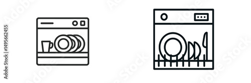 Illustration of modern dishwashers showcasing different designs and types for everyday kitchen use
