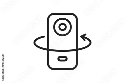 Creative design of a rotating camera symbol representing photography and technology innovation