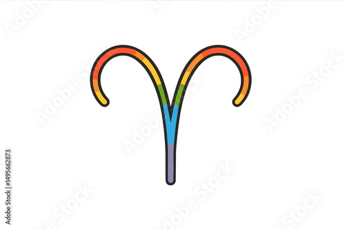 Colorful representation of the Aries zodiac symbol with vibrant hues and a modern design