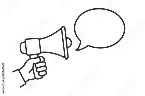 Megaphone held in hand conveying a message at an outdoor event during the day