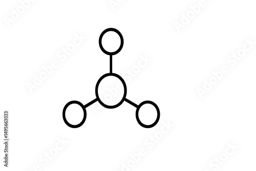 Molecular structure illustration showing three bonded atoms in a simple design representing chemical connections