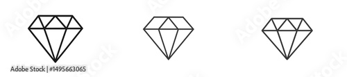 Elegant diamond line art illustrations showcasing unique geometric designs in black and white colors