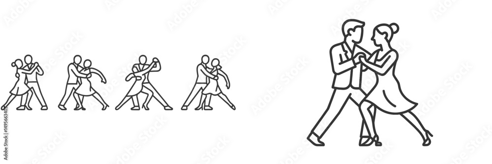 Couples dancing tango in a ballroom during an evening event with elegant attire and lively music Couples dancing tango in a ballroom during an evening event with elegant attire and lively music