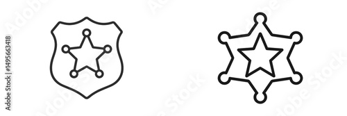 Different designs of star badges used by law enforcement agencies showcasing diverse styles and symbolism in the field of policing