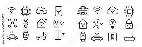 Wireless technology icons representing various smart devices and connectivity options in a modern digital environment