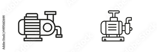 Illustrations of industrial pumps showcasing different designs and features in a technical setting