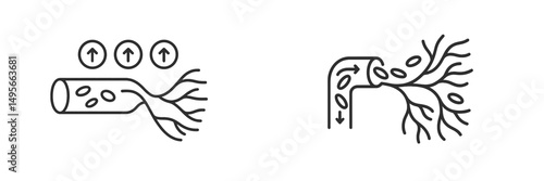 Illustration of fluid flow in a tube demonstrating principles of fluid dynamics and resistance in a scientific setting