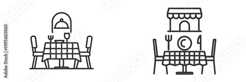 Elegant dining tables set for a special meal in a cozy restaurant during dinner time