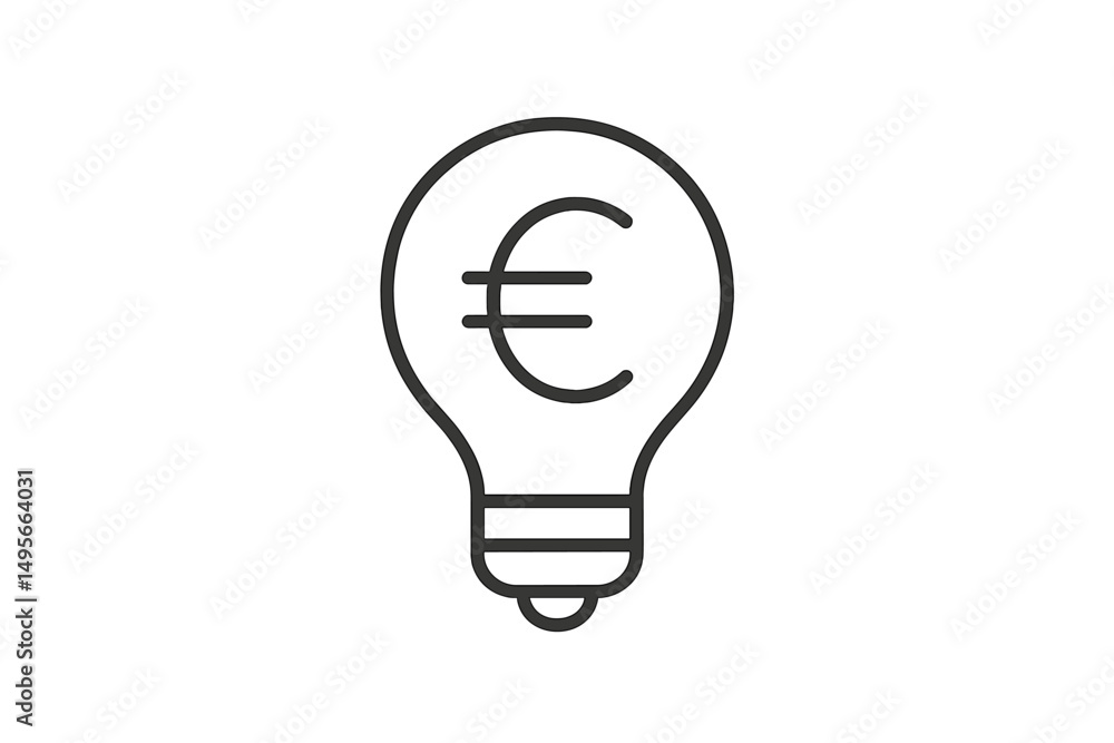 Light bulb design featuring euro symbol representing energy savings and financial awareness in modern life Light bulb design featuring euro symbol representing energy savings and financial awareness in modern life