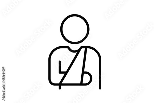 Illustration of a person with an arm in a sling, symbolizing injury and care in a minimalist style