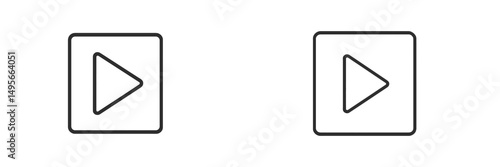 Two minimalist play button icons in black and white representation for user interfaces
