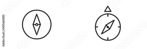 Compass designs illustrating navigation concepts in a minimalist style