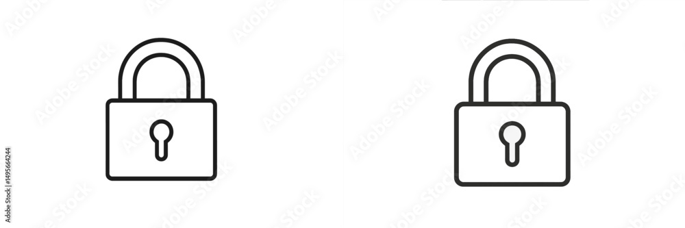 Various representations of a padlock, illustrating a concept of security and protection in digital design Various representations of a padlock, illustrating a concept of security and protection in digital design