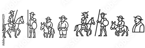 Dynamic depiction of historical figures on horseback and foot in a lively setting