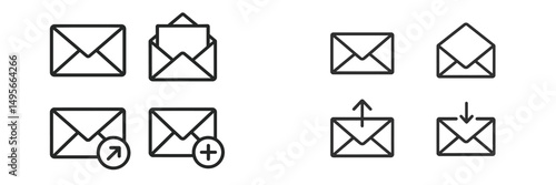 Various envelope icons representing different mailing concepts and actions for digital communication applications