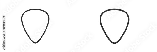 Outline of two guitar picks displayed side by side illustrating minimalist design and shape variations for musicians