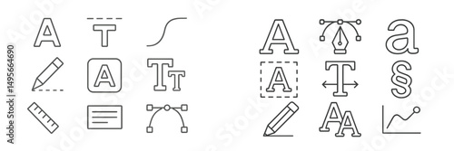 Graphic elements showcasing typography concepts and design tools in a minimalist style for creative projects and education