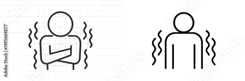 Feeling cold and chilly representation with simple line art depicting shivering human figures